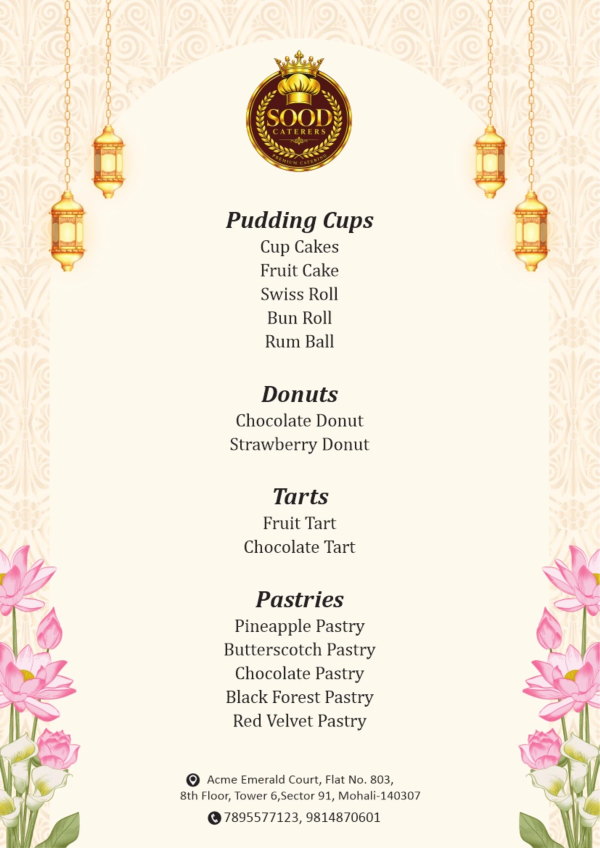 Sood Caterers menu page 08: Dessert collection II