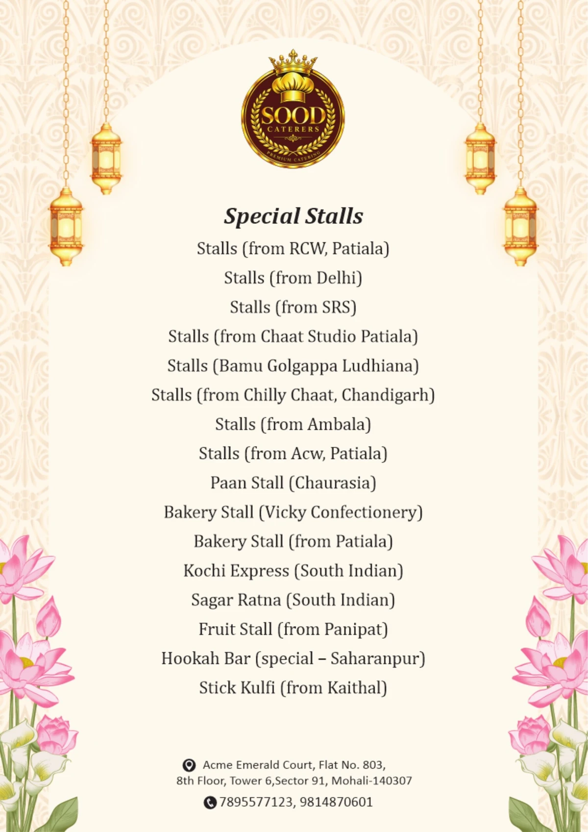 Sood Caterers menu page 10: Live counter collection I