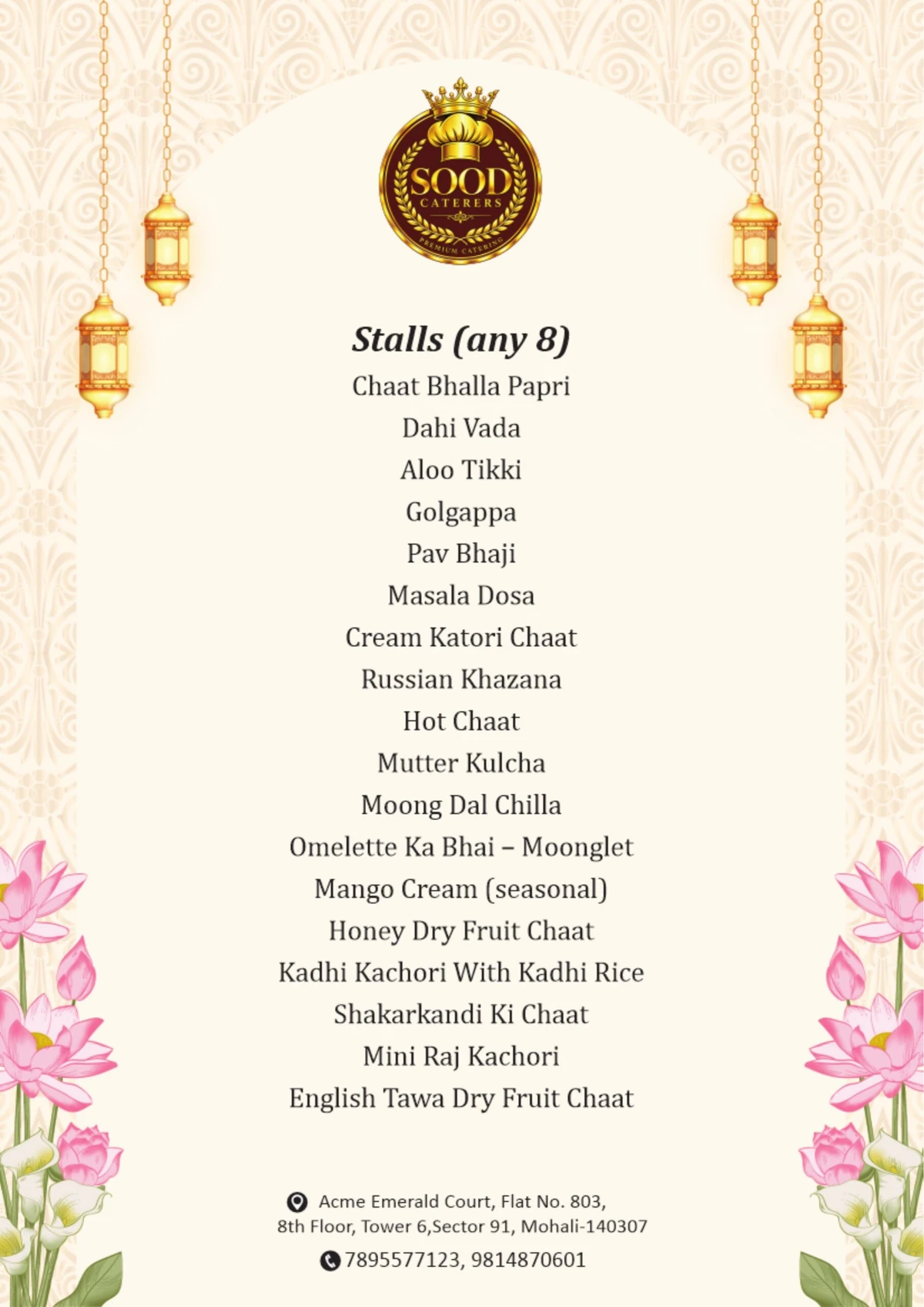 Sood Caterers menu page 11: Live counter collection II