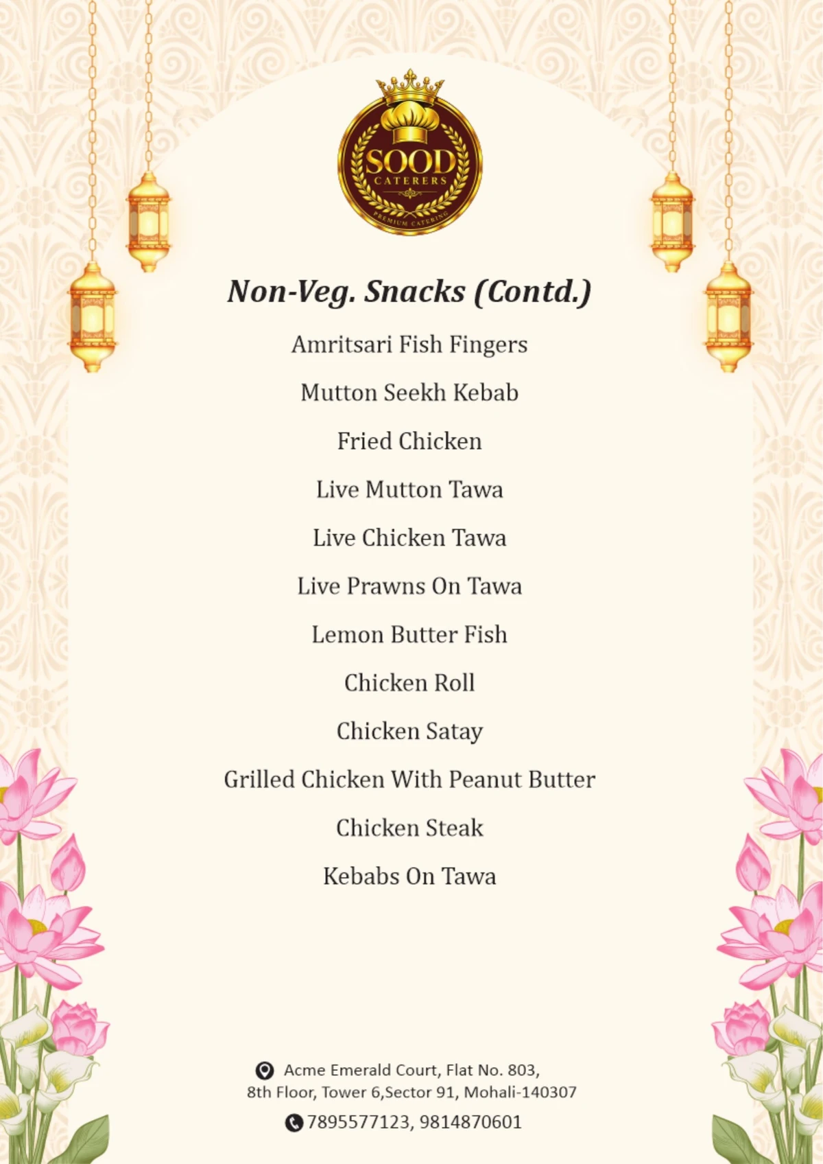 Sood Caterers menu page 16: Snack collection IV