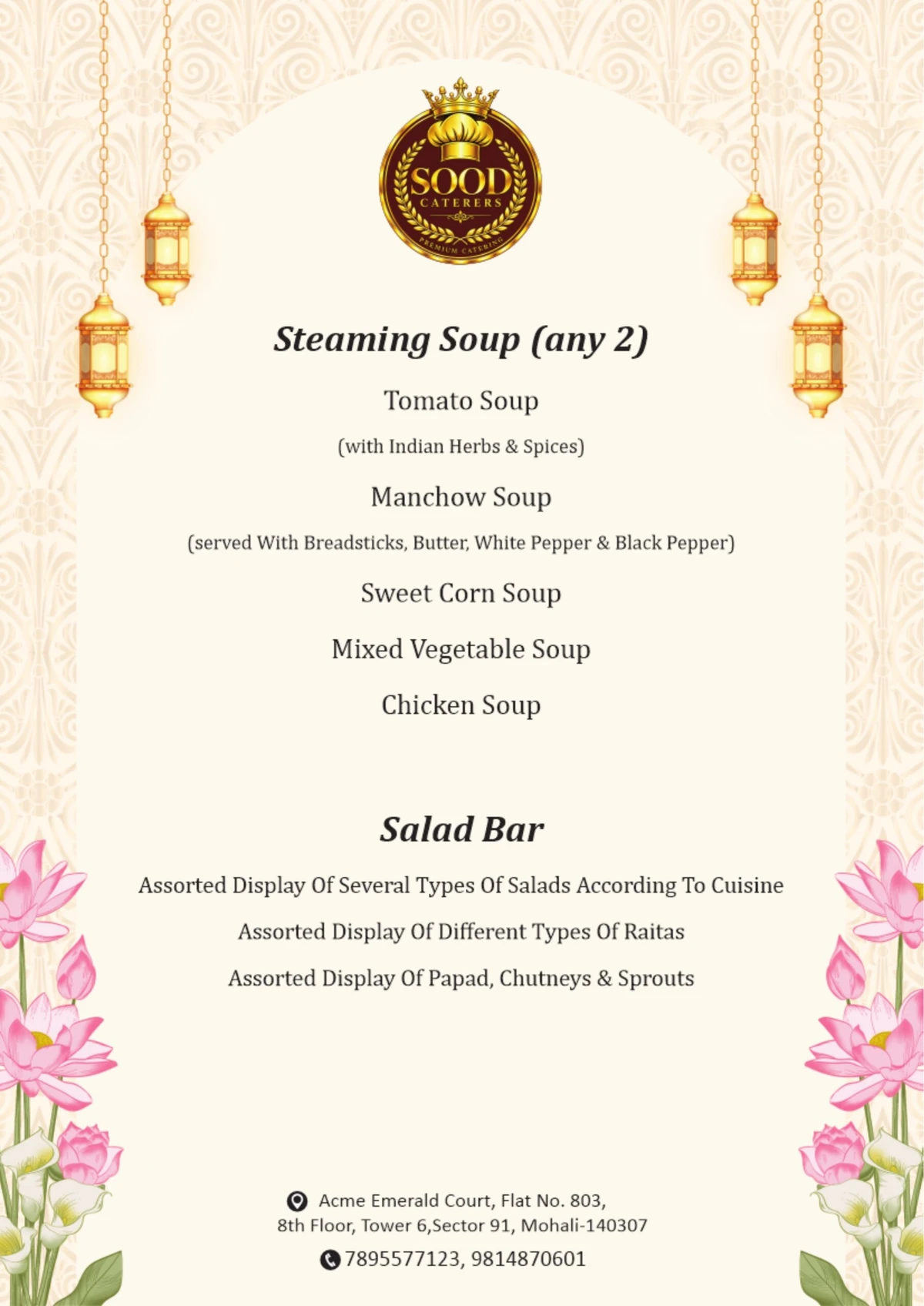 Sood Caterers menu page 17: Snack collection V