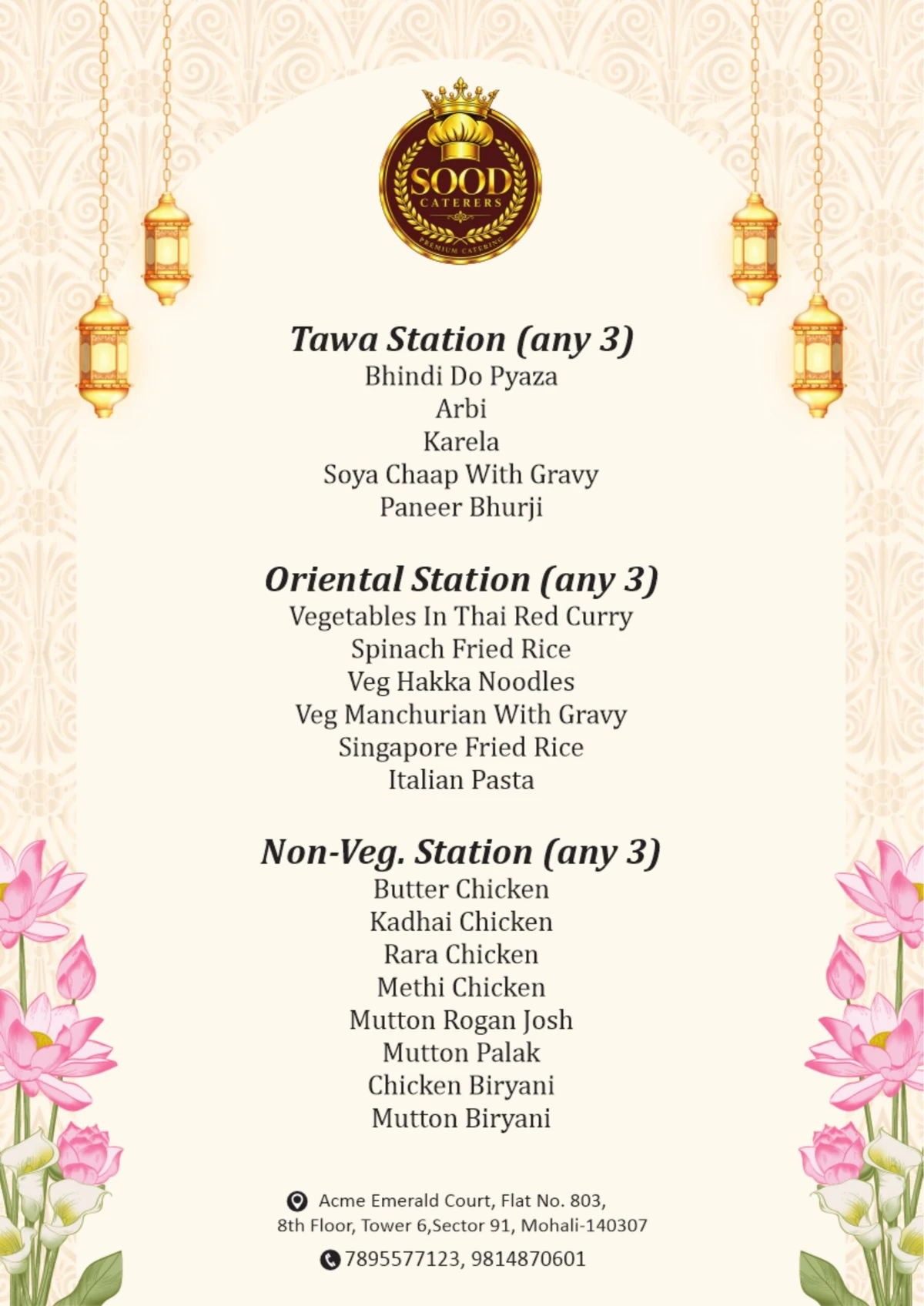 Sood Caterers menu page 20: Live counter collection III