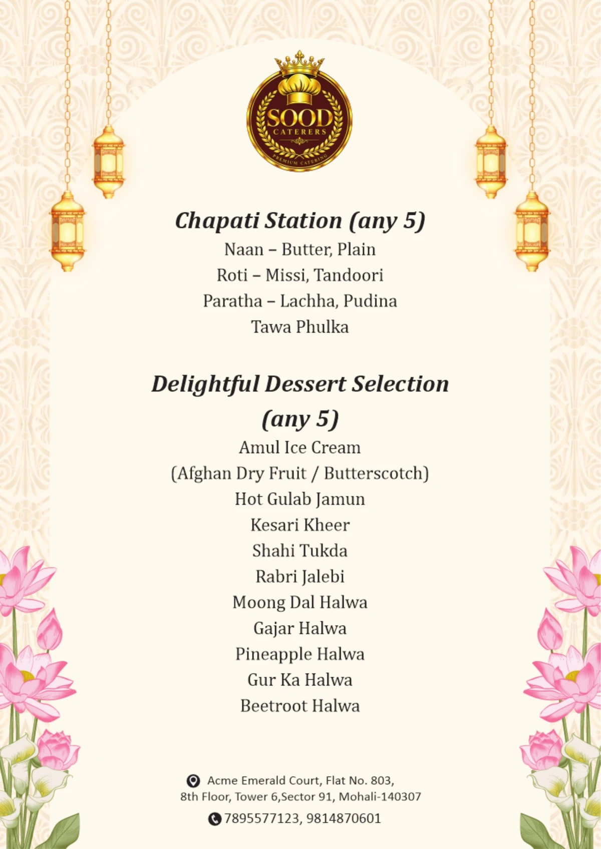 Sood Caterers menu page 21: Live counter collection IV